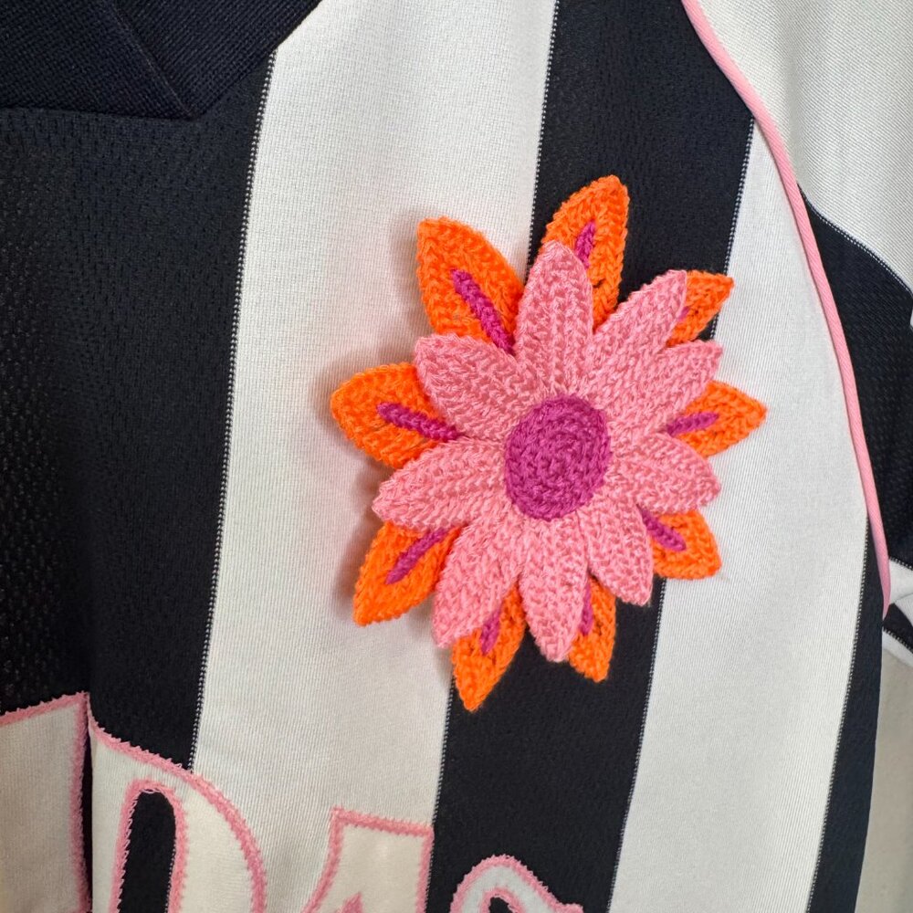 Adidas Originals Summer Glow Jersey XS | Wonder White Black Crochet Flower Badge - Picture 4 of 16